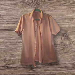 Men's Peach Short Sleeve Button Down Shirt